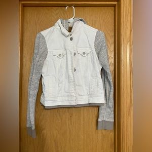 America Eagle White Jean Jacket Sweatshirt Size Medium